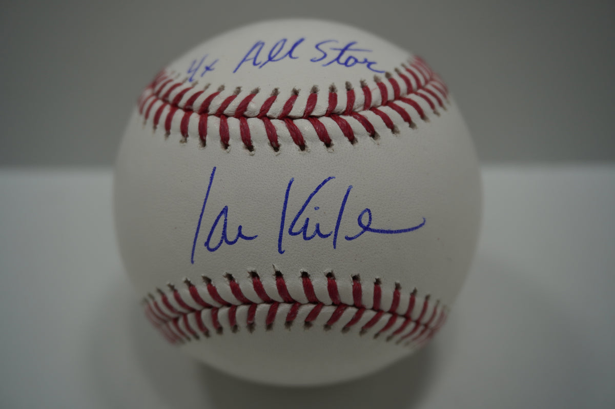 IAN KINSLER TEXAS RANGERS SIGNED Rawlings OML BASEBALL w/4xAll Star BAS COA