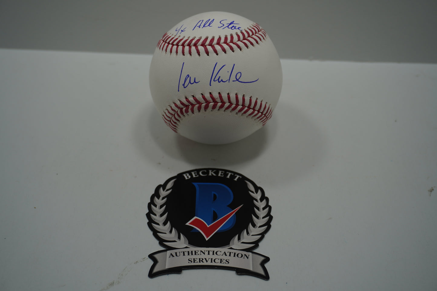 IAN KINSLER TEXAS RANGERS SIGNED Rawlings OML BASEBALL w/4x All Star BAS COA