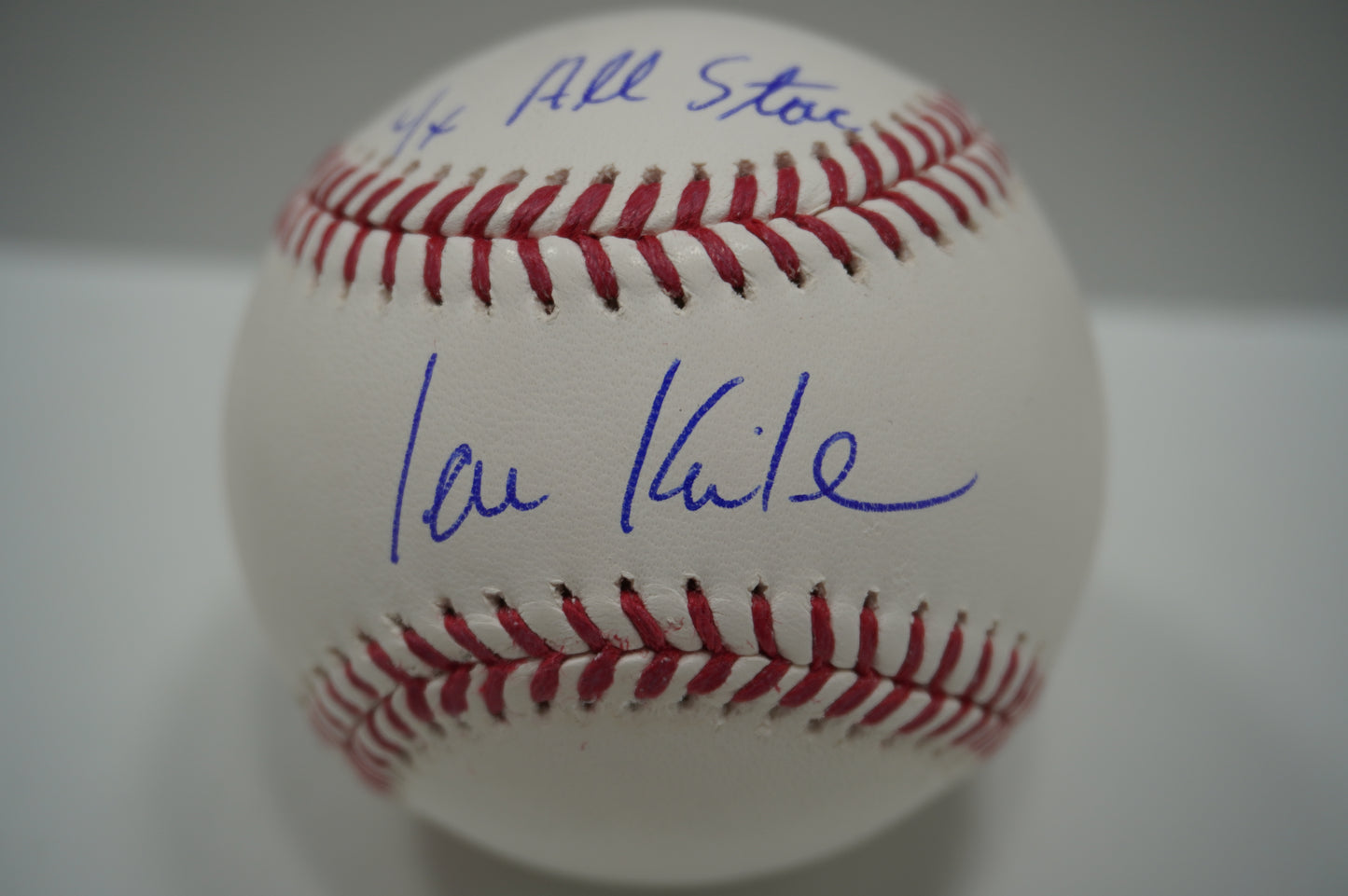 IAN KINSLER TEXAS RANGERS SIGNED Rawlings OML BASEBALL w/4x All Star BAS COA