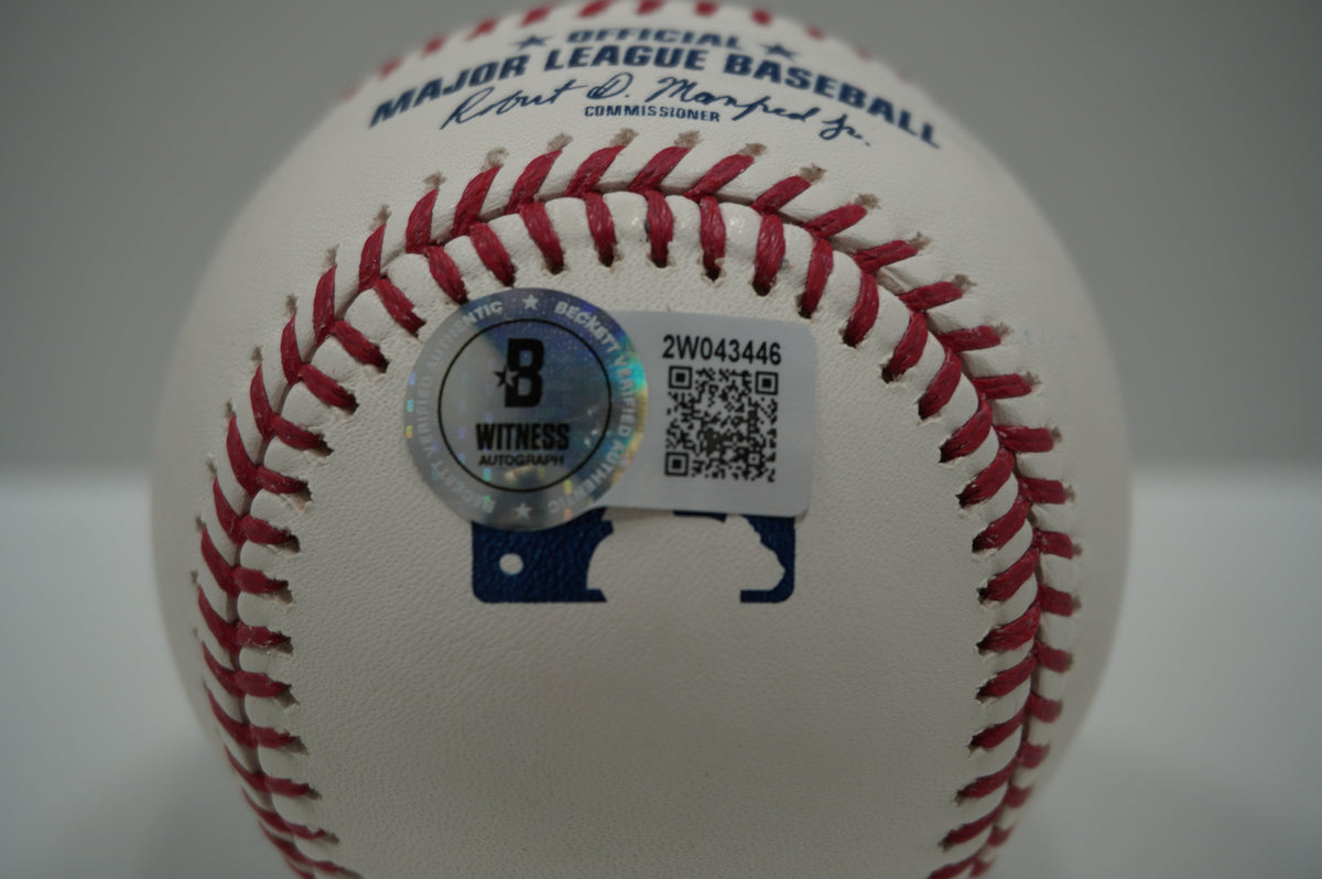 IAN KINSLER TEXAS RANGERS SIGNED Rawlings OML BASEBALL w/2018 WS Champ BAS