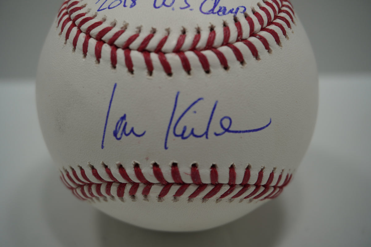 IAN KINSLER TEXAS RANGERS SIGNED Rawlings OML BASEBALL w/2018 WS Champ BAS