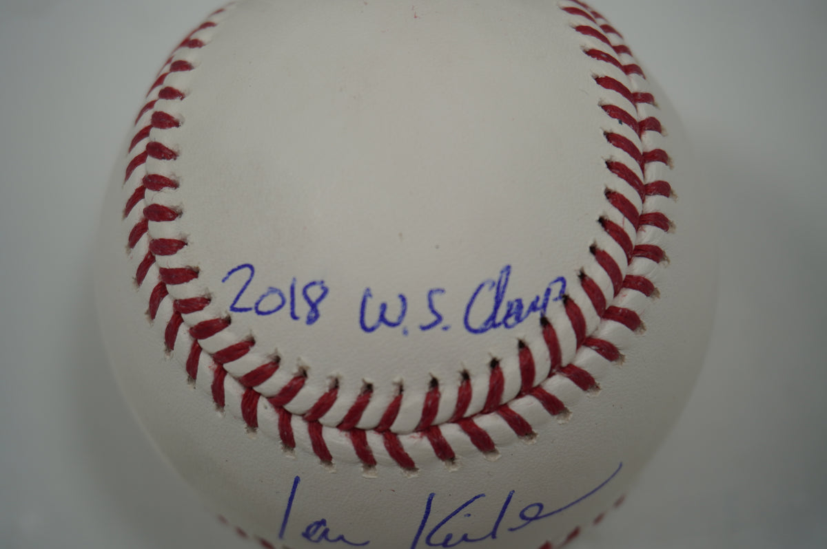 IAN KINSLER TEXAS RANGERS SIGNED Rawlings OML BASEBALL w/2018 WS Champ BAS
