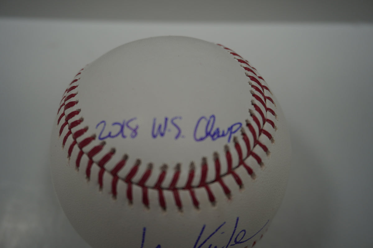 IAN KINSLER TEXAS RANGERS SIGNED Rawlings OML BASEBALL w/2018 WS Champ BAS