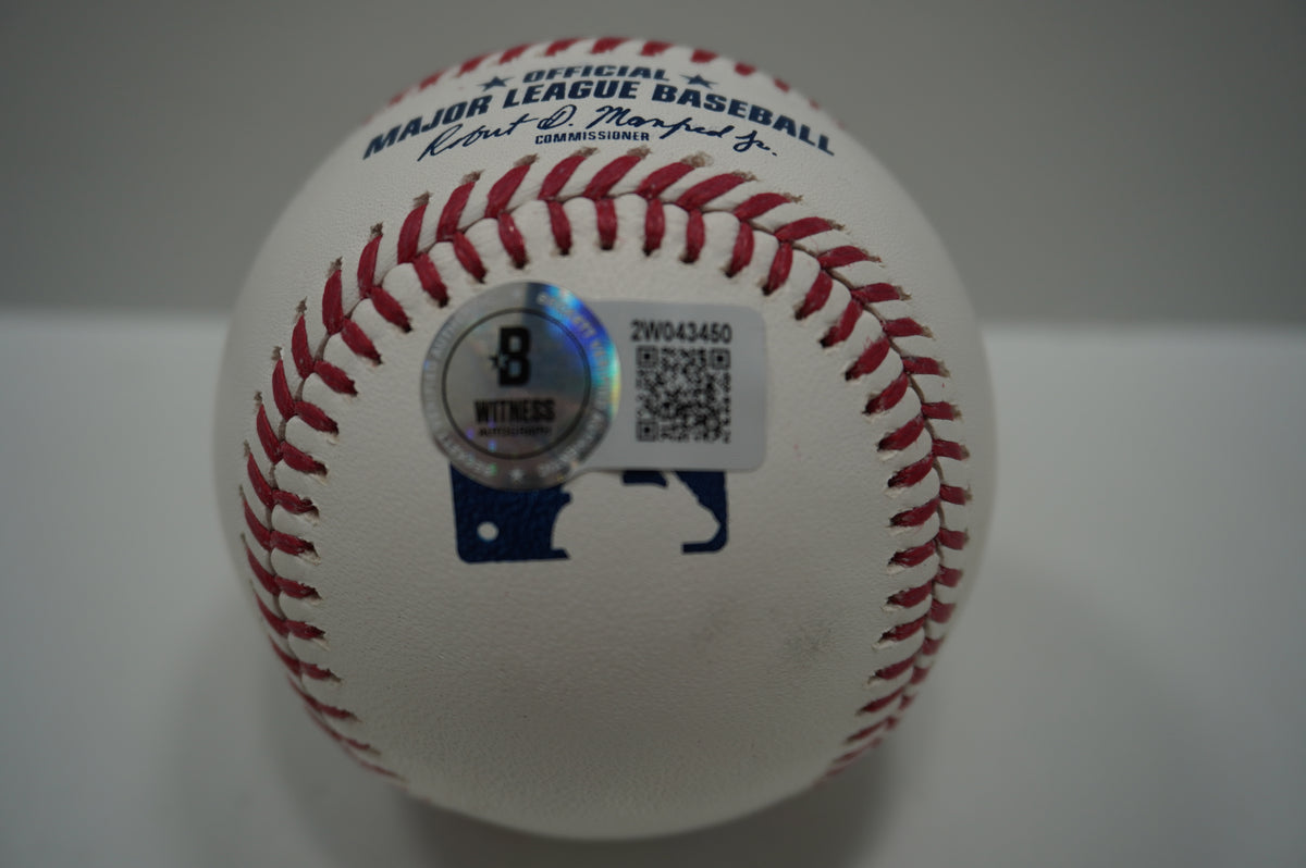 IAN KINSLER TEXAS RANGERS SIGNED Rawlings OML BASEBALL w/2018 WS Champ BAS