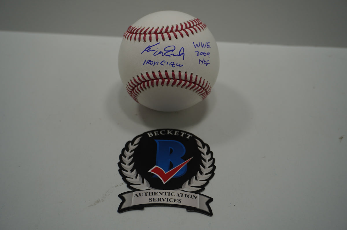 KEVIN VON ERICH SIGNED Rawlings OML BASEBALL w/INSCs WWE 2009 HOF BAS COA