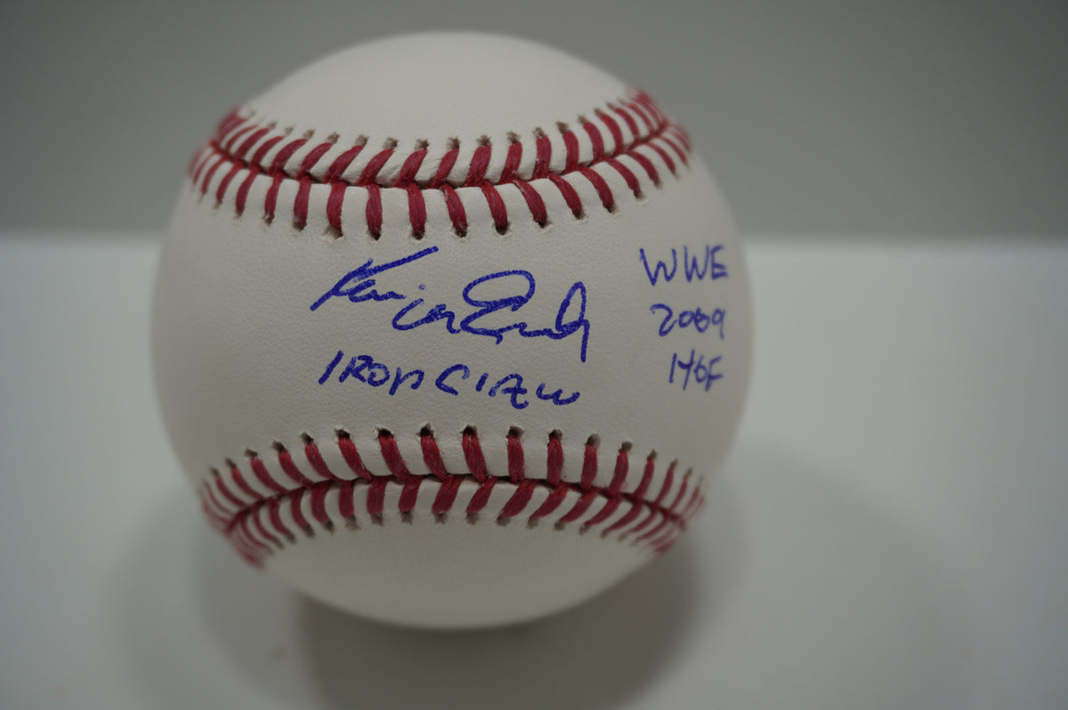KEVIN VON ERICH SIGNED Rawlings OML BASEBALL w/INSCs WWE 2009 HOF BAS COA