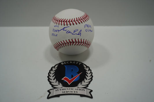 KEVIN VON ERICH SIGNED Rawlings OML BASEBALL w/INSCs WWE 2009 HOF BAS COA
