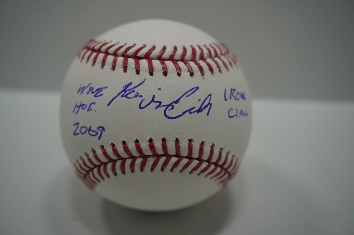 KEVIN VON ERICH SIGNED Rawlings OML BASEBALL w/INSCs WWE 2009 HOF BAS COA
