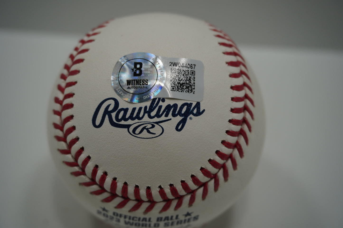 TRAVIS JANKOWSKI SIGNED Rawlings 2023 World Series Baseball TEXAS RANGERS BAS