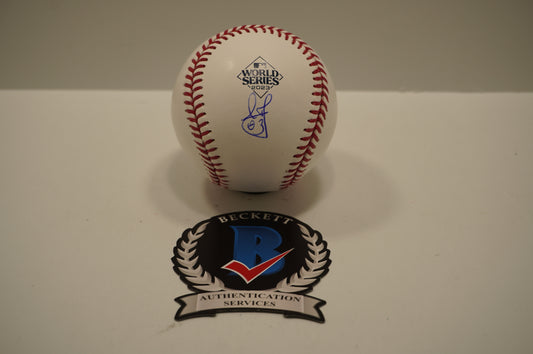 LEODY TAVERAS SIGNED Rawlings 2023 World Series Baseball TEXAS RANGERS BAS COA