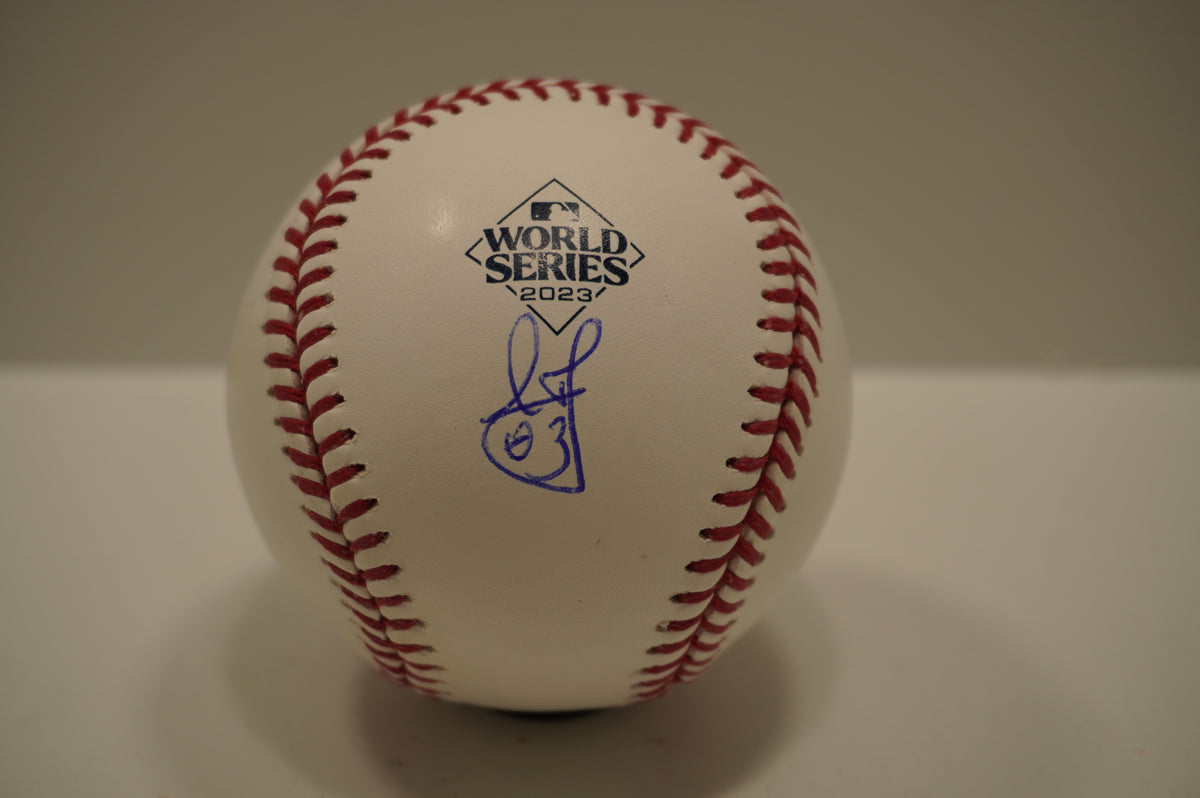 LEODY TAVERAS SIGNED Rawlings 2023 World Series Baseball TEXAS RANGERS BAS COA