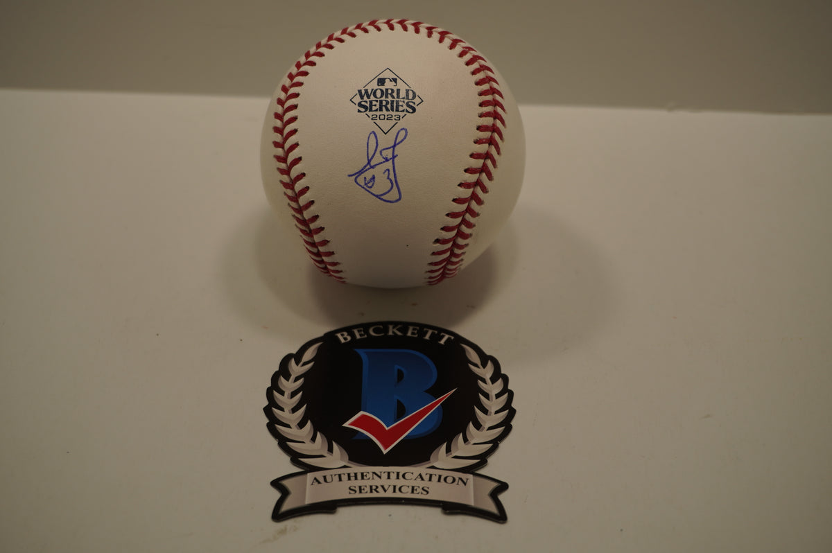LEODY TAVERAS SIGNED Rawlings 2023 World Series Baseball TEXAS RANGERS BAS COA