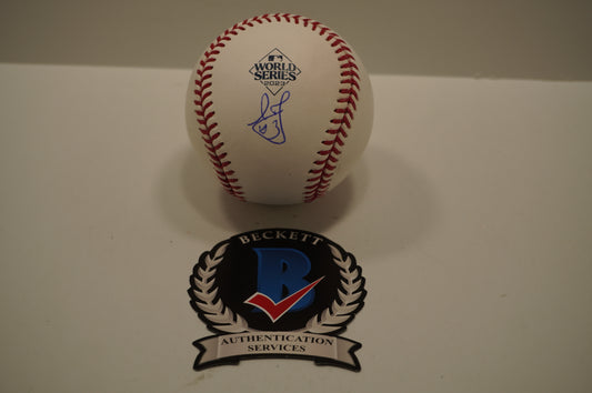 LEODY TAVERAS SIGNED Rawlings 2023 World Series Baseball TEXAS RANGERS BAS COA