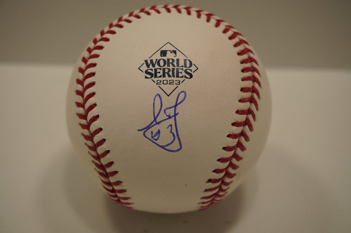 LEODY TAVERAS SIGNED Rawlings 2023 World Series Baseball TEXAS RANGERS BAS COA