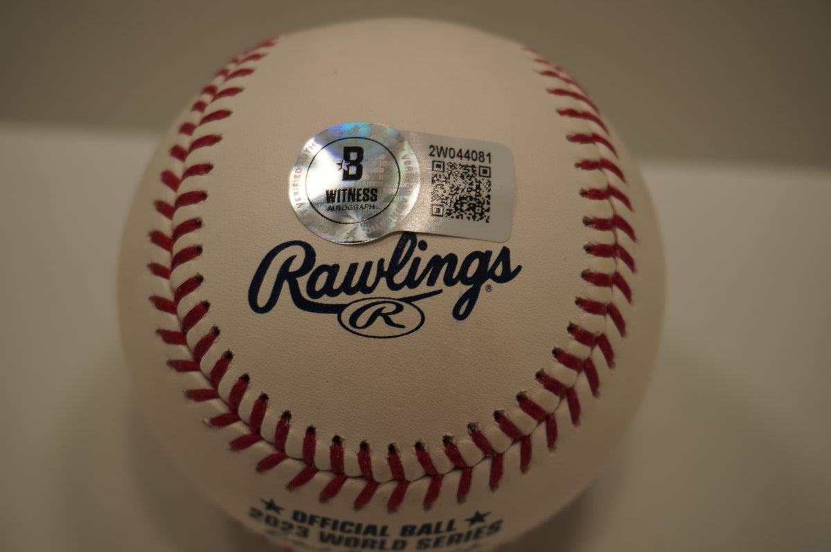 DANE DUNNING SIGNED Rawlings 2023 WORLD SERIES BASEBALL TEXAS RANGERS BAS