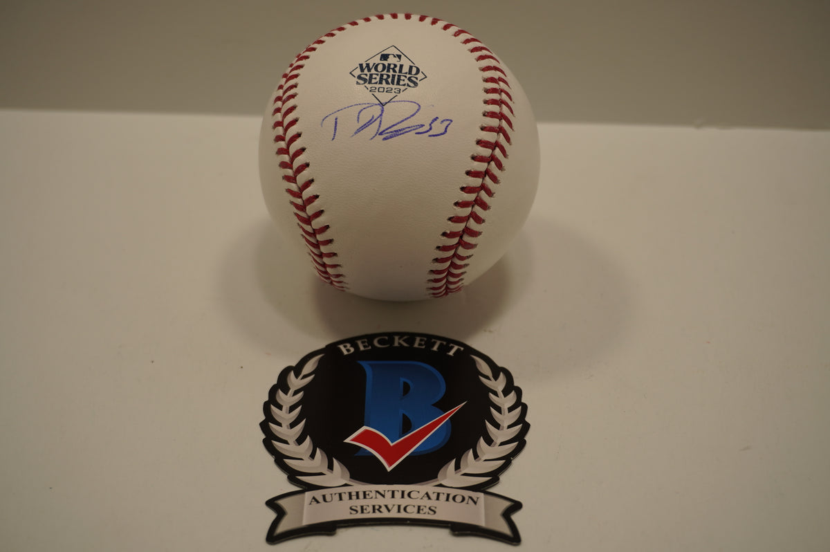 DANE DUNNING SIGNED Rawlings 2023 WORLD SERIES BASEBALL TEXAS RANGERS BAS