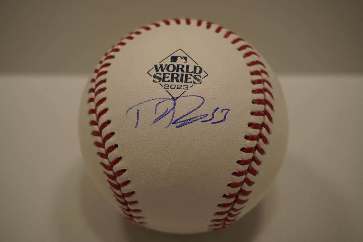 DANE DUNNING SIGNED Rawlings 2023 WORLD SERIES BASEBALL TEXAS RANGERS BAS