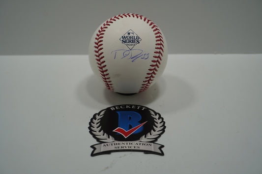 DANE DUNNING SIGNED Rawlings 2023 WORLD SERIES BASEBALL TEXAS RANGERS BAS