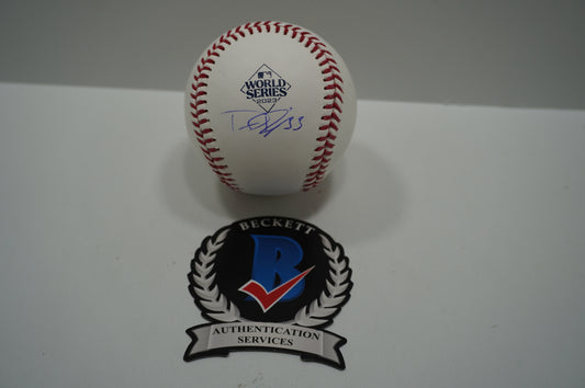 DANE DUNNING SIGNED Rawlings 2023 WORLD SERIES BASEBALL TEXAS RANGERS BAS