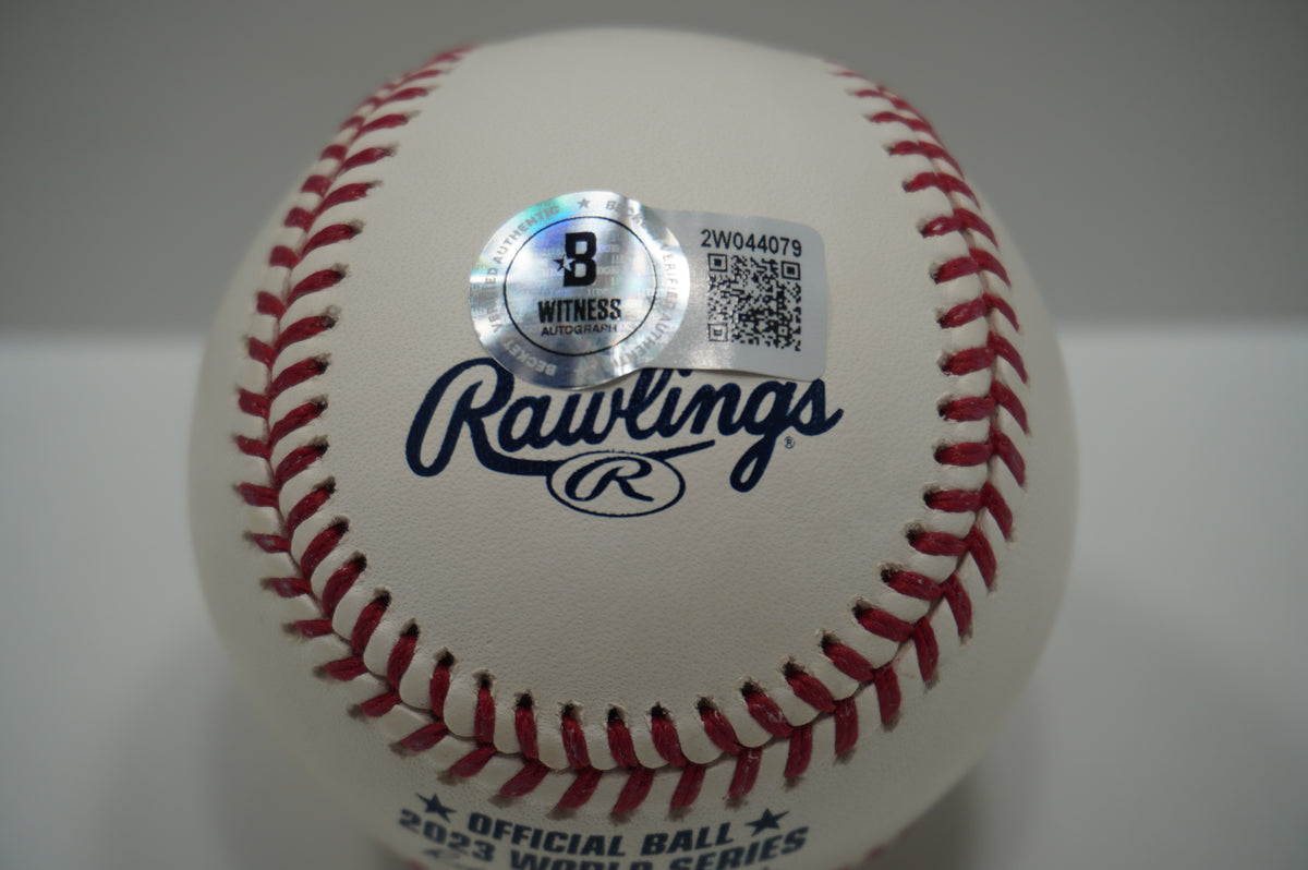 DANE DUNNING SIGNED Rawlings 2023 WORLD SERIES BASEBALL TEXAS RANGERS BAS