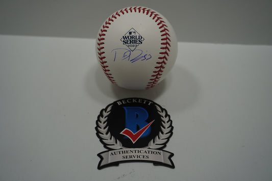 DANE DUNNING SIGNED Rawlings 2023 WORLD SERIES BASEBALL TEXAS RANGERS BAS