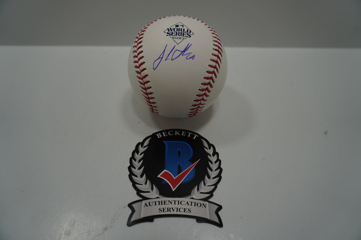 JOSH SBORZ SIGNED Rawlings 2023 WORLD SERIES BASEBALL TEXAS RANGERS BAS