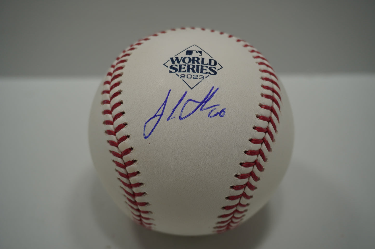 JOSH SBORZ SIGNED Rawlings 2023 WORLD SERIES BASEBALL TEXAS RANGERS BAS