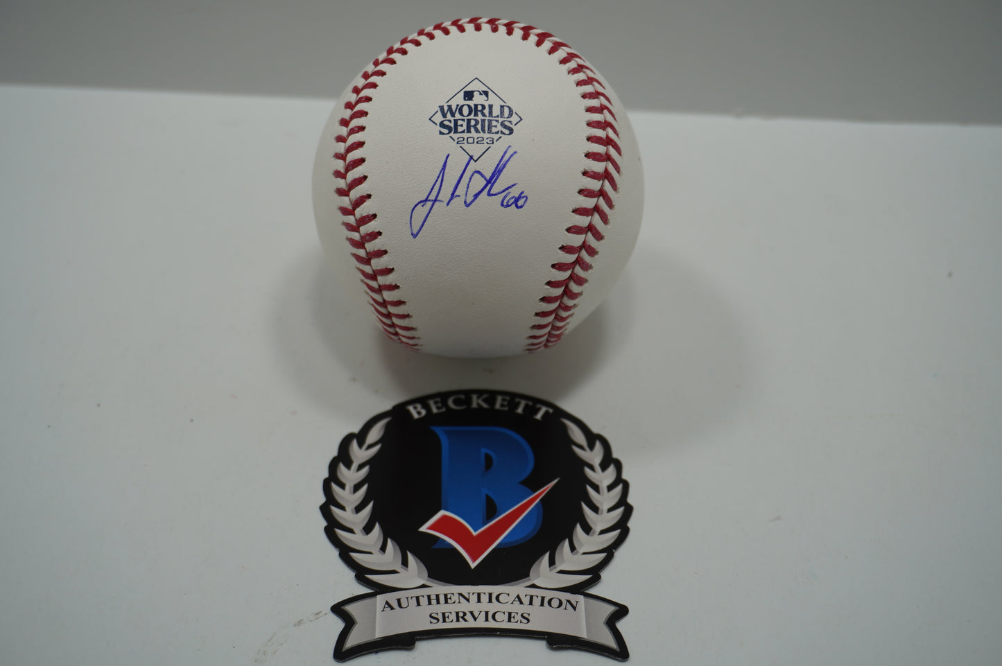 JOSH SBORZ SIGNED Rawlings 2023 WORLD SERIES BASEBALL TEXAS RANGERS BAS