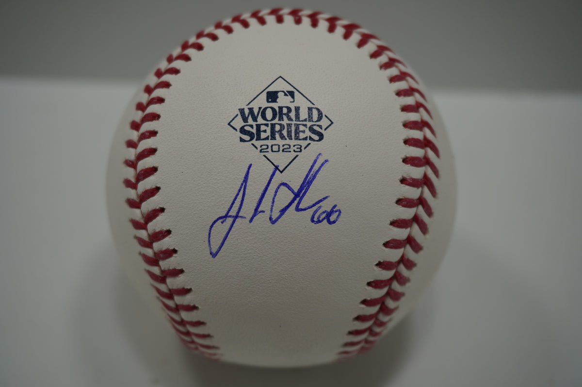 JOSH SBORZ SIGNED Rawlings 2023 WORLD SERIES BASEBALL TEXAS RANGERS BAS