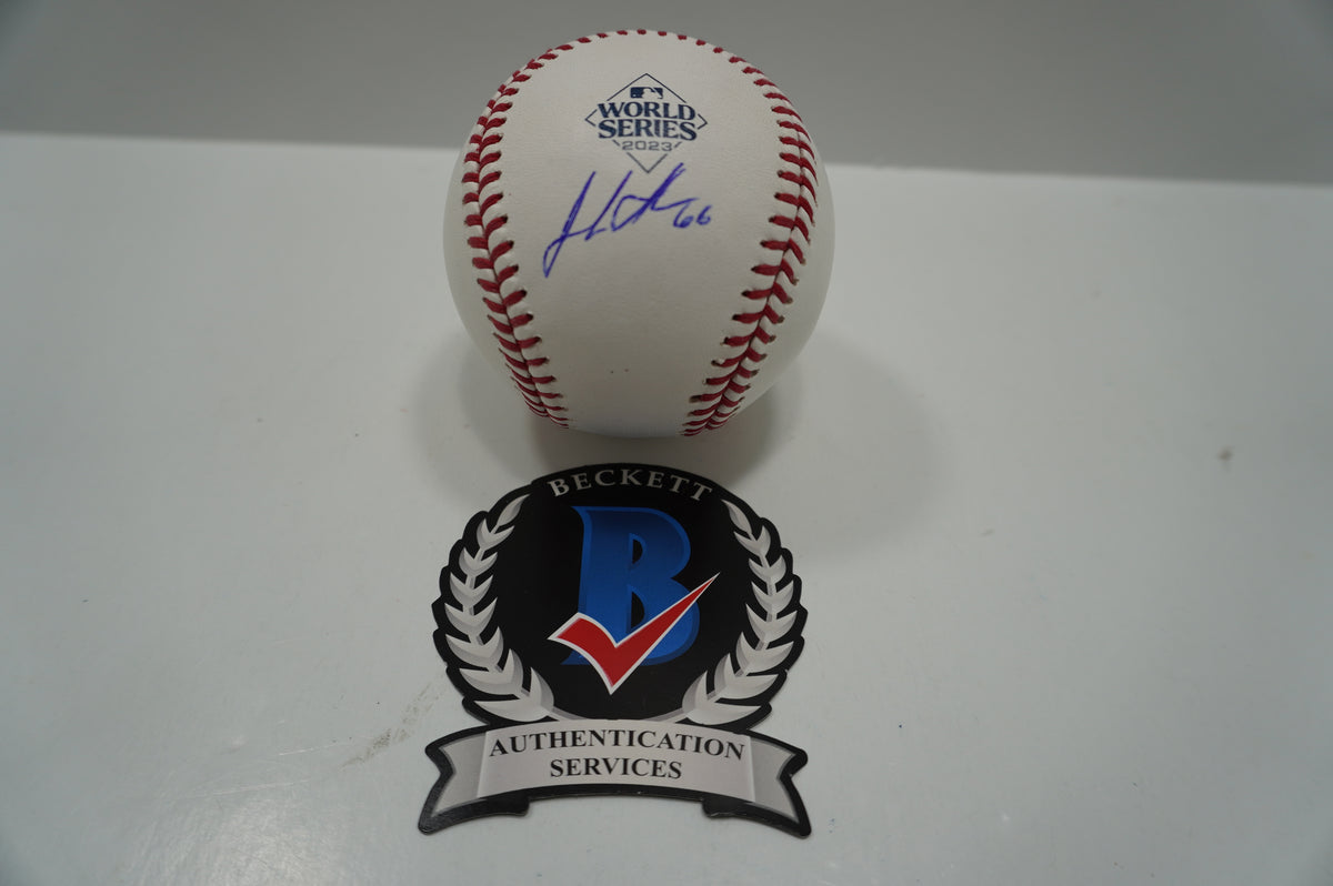 JOSH SBORZ SIGNED Rawlings 2023 WORLD SERIES BASEBALL TEXAS RANGERS BAS