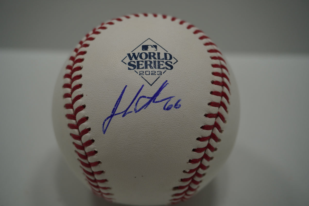 JOSH SBORZ SIGNED Rawlings 2023 WORLD SERIES BASEBALL TEXAS RANGERS BAS