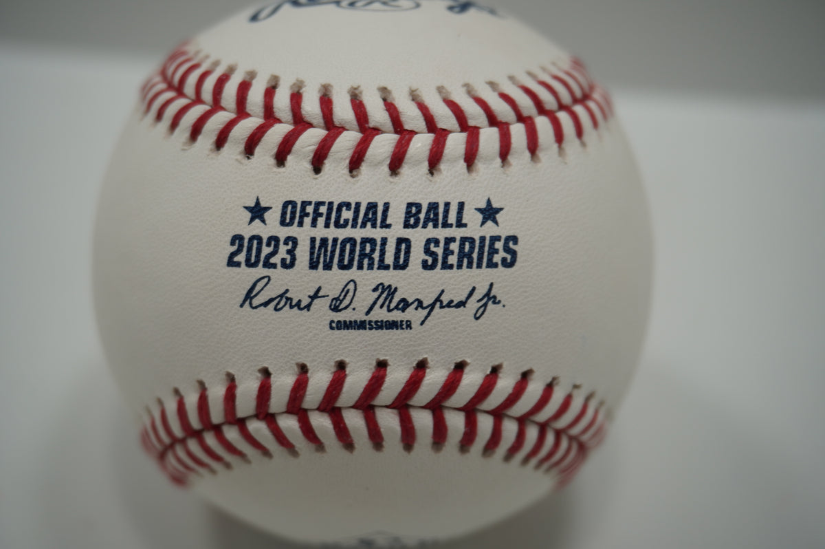 JOSH SBORZ SIGNED Rawlings 2023 WORLD SERIES BASEBALL TEXAS RANGERS BAS