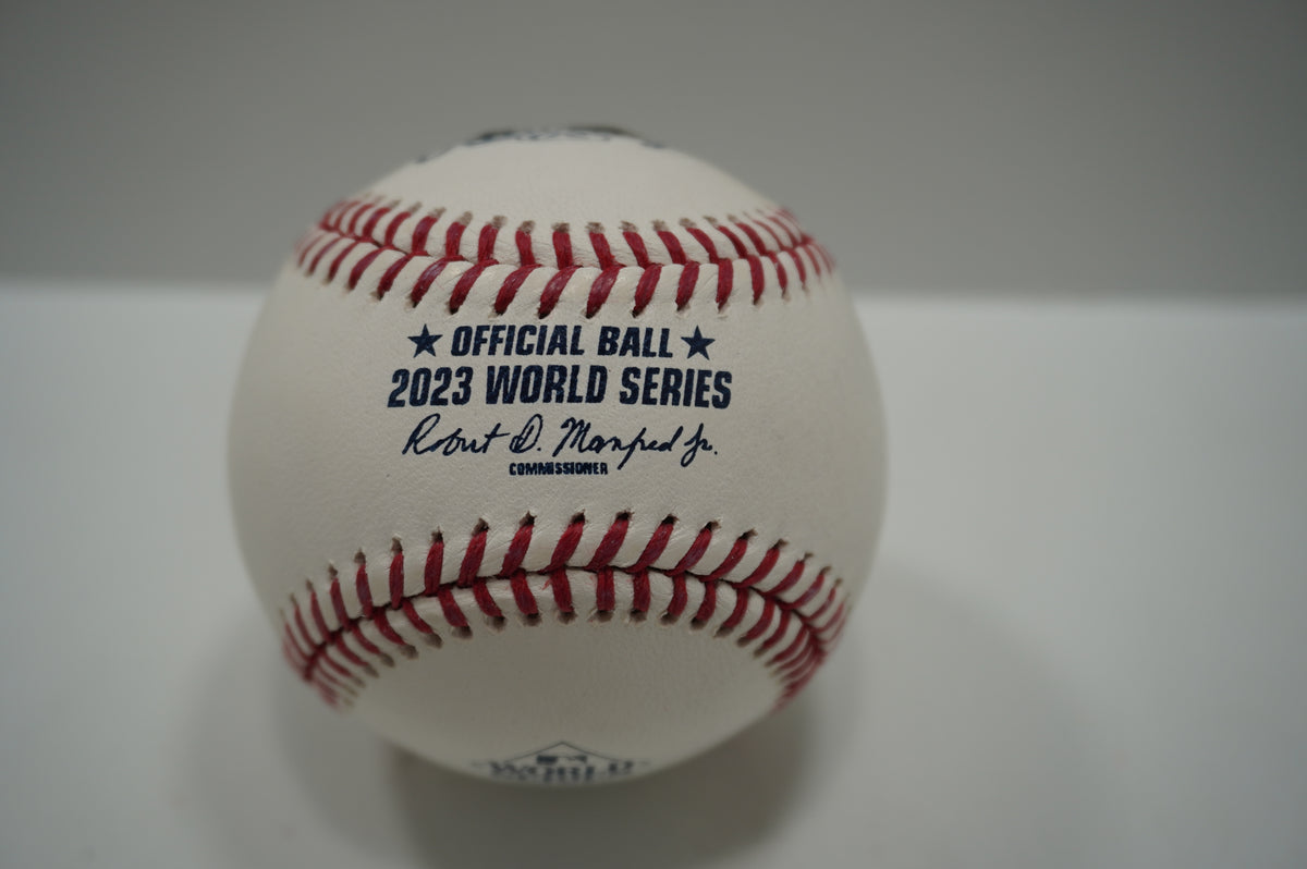 JOSH SBORZ SIGNED Rawlings 2023 WORLD SERIES BASEBALL TEXAS RANGERS BAS