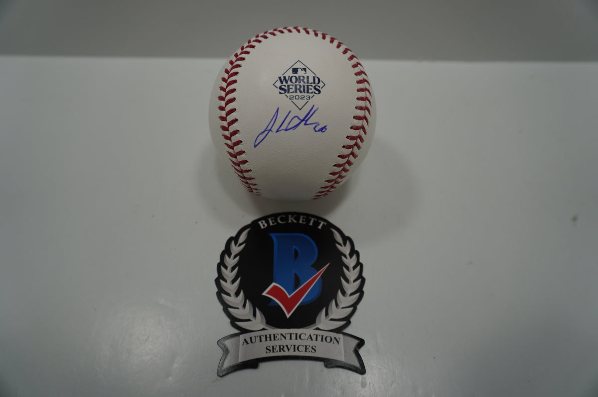 JOSH SBORZ SIGNED Rawlings 2023 WORLD SERIES BASEBALL TEXAS RANGERS BAS