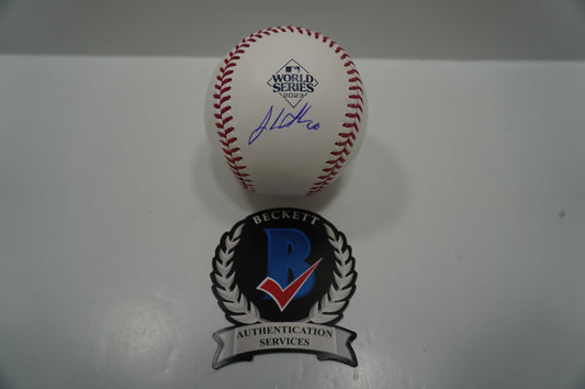 JOSH SBORZ SIGNED Rawlings 2023 WORLD SERIES BASEBALL TEXAS RANGERS BAS