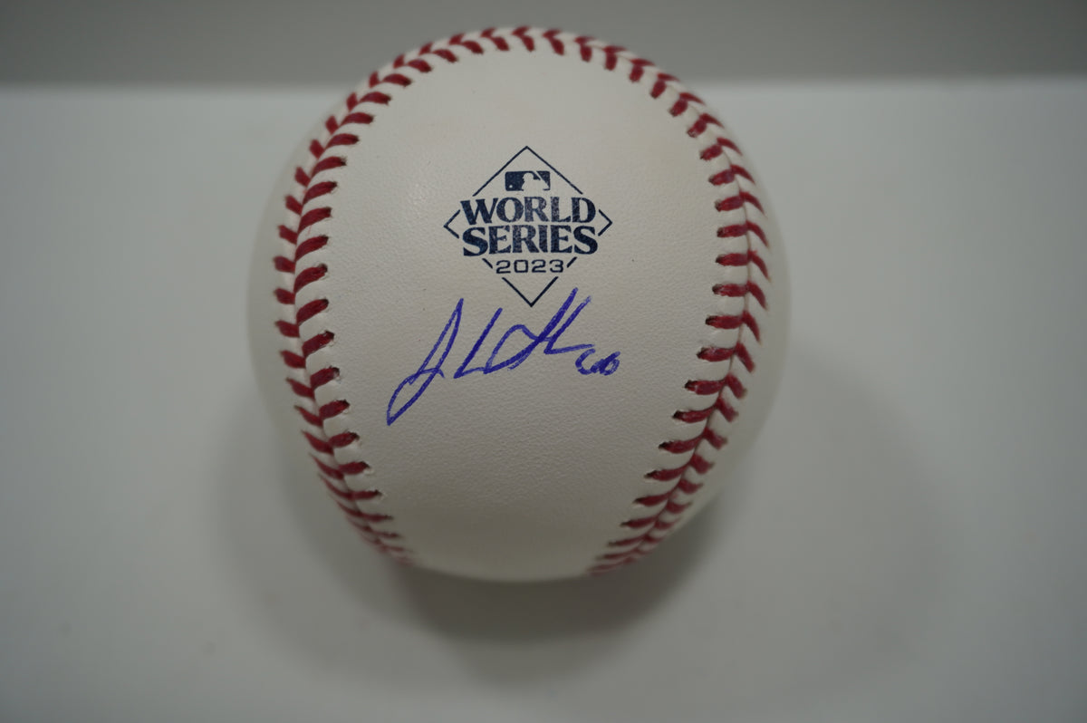 JOSH SBORZ SIGNED Rawlings 2023 WORLD SERIES BASEBALL TEXAS RANGERS BAS