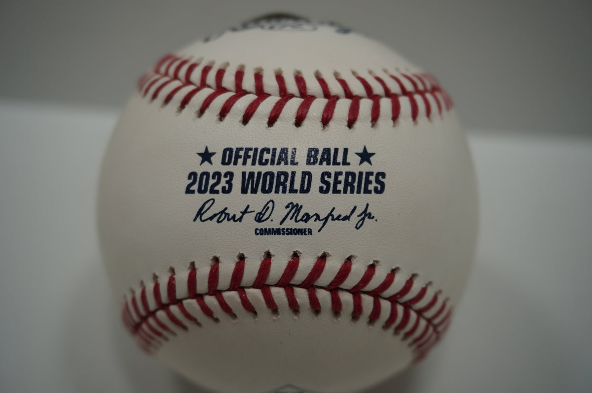 JOSH SBORZ SIGNED Rawlings 2023 WORLD SERIES BASEBALL TEXAS RANGERS BAS