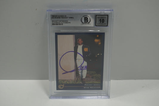 RAGHIB ROCKET ISMAIL SIGNED BGS BAS Slab 1992-93 Classic C3 #19 Notre Dame AUTO 10