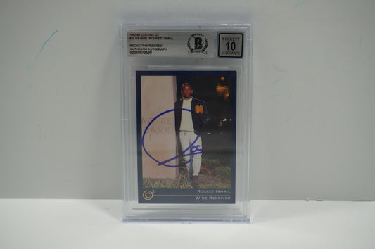 RAGHIB ROCKET ISMAIL SIGNED BGS BAS Slab 1992-93 Classic C3 #19 Notre Dame AUTO 10