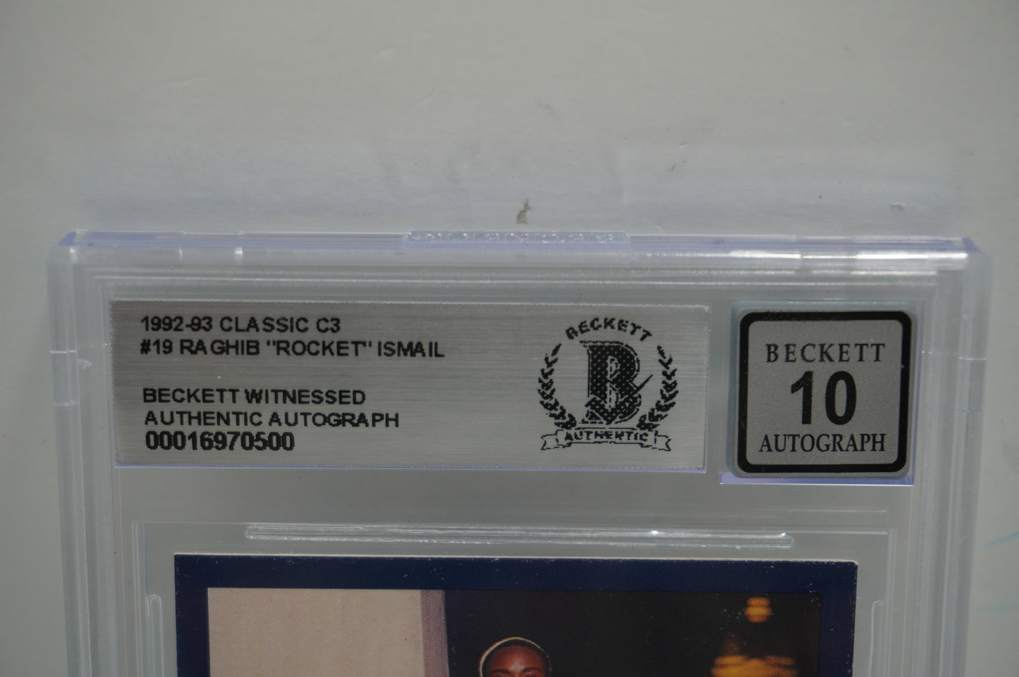 RAGHIB ROCKET ISMAIL SIGNED BGS BAS Slab 1992-93 Classic C3 #19 Notre Dame AUTO 10