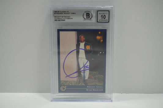 RAGHIB ROCKET ISMAIL SIGNED BGS BAS Slab 1992-93 Classic C3 #19 Notre Dame AUTO 10