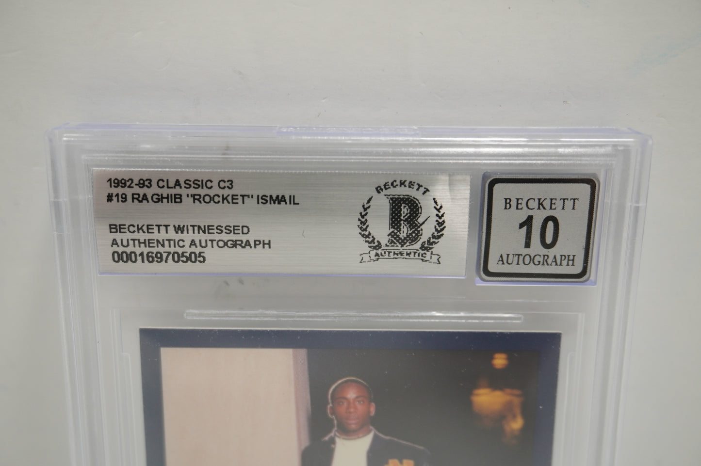 RAGHIB ROCKET ISMAIL SIGNED BGS BAS Slab 1992-93 Classic C3 #19 Notre Dame AUTO 10