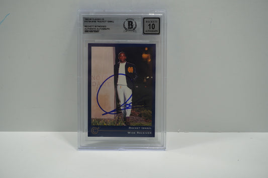 RAGHIB ROCKET ISMAIL SIGNED BGS BAS Slab 1992-93 Classic C3 #19 Notre Dame AUTO 10