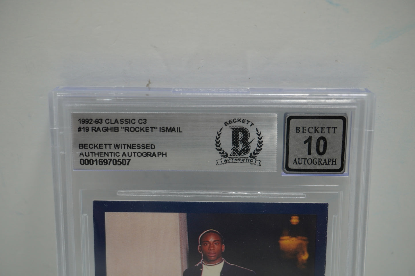 RAGHIB ROCKET ISMAIL SIGNED BGS BAS Slab 1992-93 Classic C3 #19 Notre Dame AUTO 10