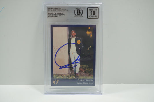 RAGHIB ROCKET ISMAIL SIGNED BGS BAS Slab 1992-93 Classic C3 #19 Notre Dame AUTO 10