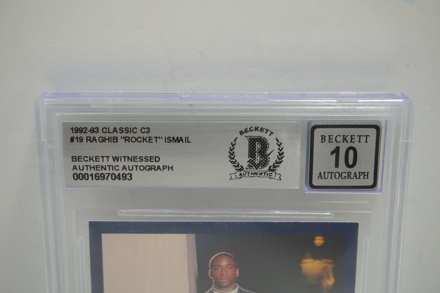 RAGHIB ROCKET ISMAIL SIGNED BGS BAS Slab 1992-93 Classic C3 #19 Notre Dame AUTO 10