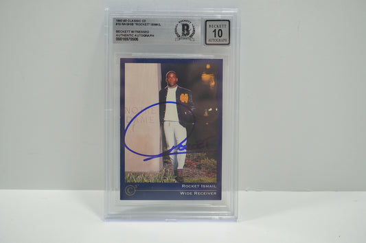 RAGHIB ROCKET ISMAIL SIGNED BGS BAS Slab 1992-93 Classic C3 #19 Notre Dame AUTO 10
