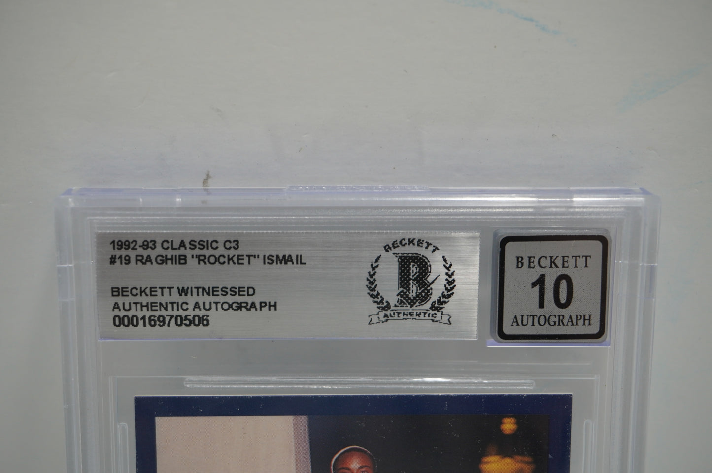 RAGHIB ROCKET ISMAIL SIGNED BGS BAS Slab 1992-93 Classic C3 #19 Notre Dame AUTO 10