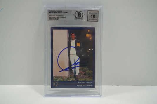 RAGHIB ROCKET ISMAIL SIGNED BGS BAS Slab 1992-93 Classic C3 #19 Notre Dame AUTO 10