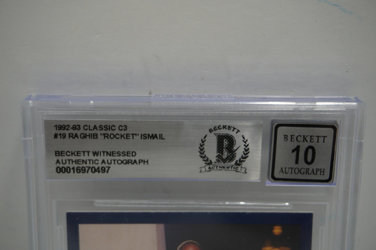 RAGHIB ROCKET ISMAIL SIGNED BGS BAS Slab 1992-93 Classic C3 #19 Notre Dame AUTO 10